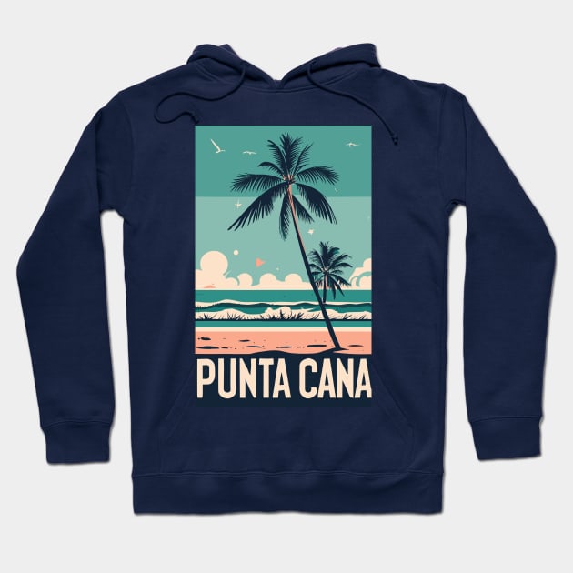 A Vintage Travel Art of Punta Cana - Dominican Republic Hoodie by goodoldvintage